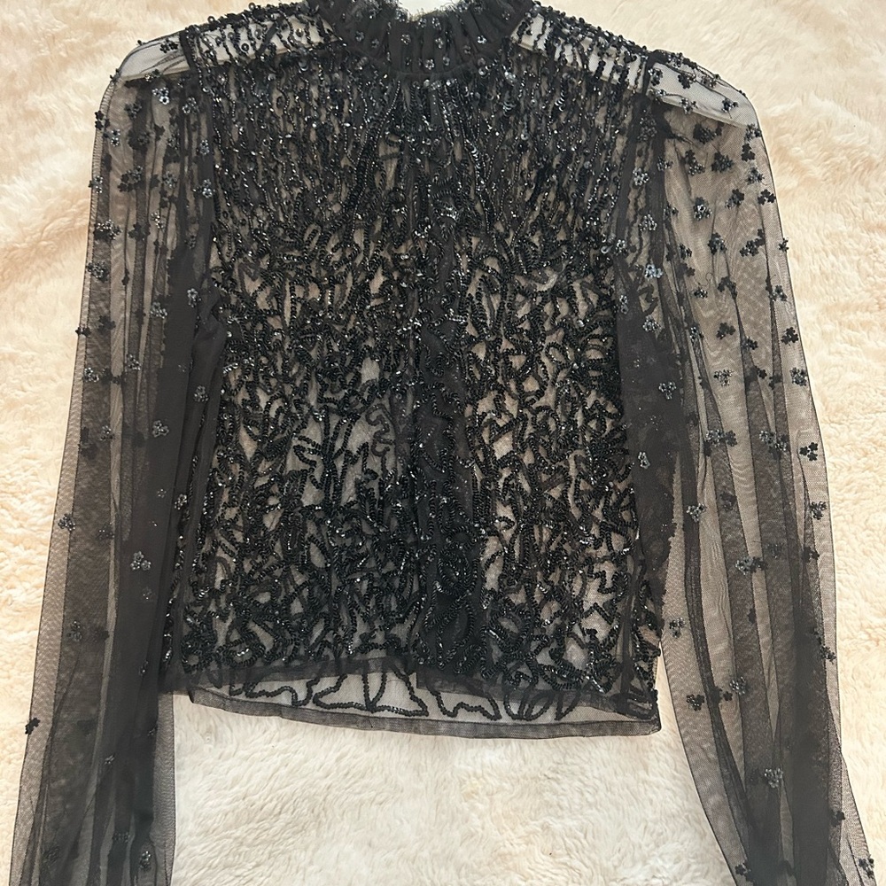 Zara Black Beaded Women's Top~ Size Small